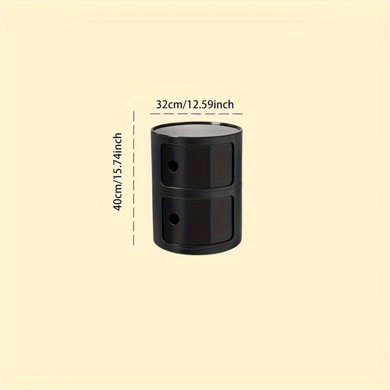 Round White Nightstand Storage Cabinet