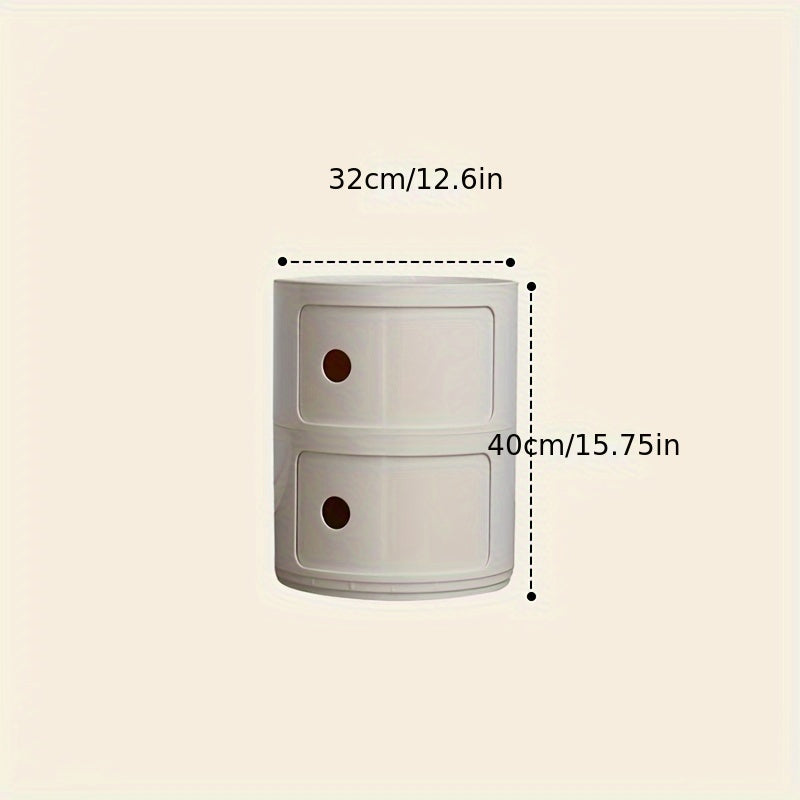 Round White Nightstand Storage Cabinet