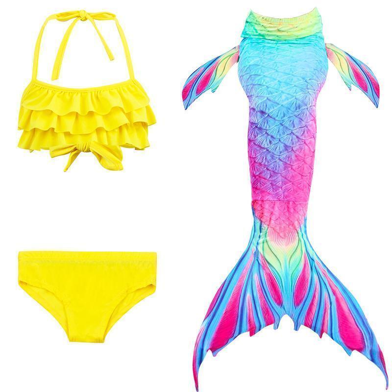 Girls' Three-Piece Mermaid Swim Costume