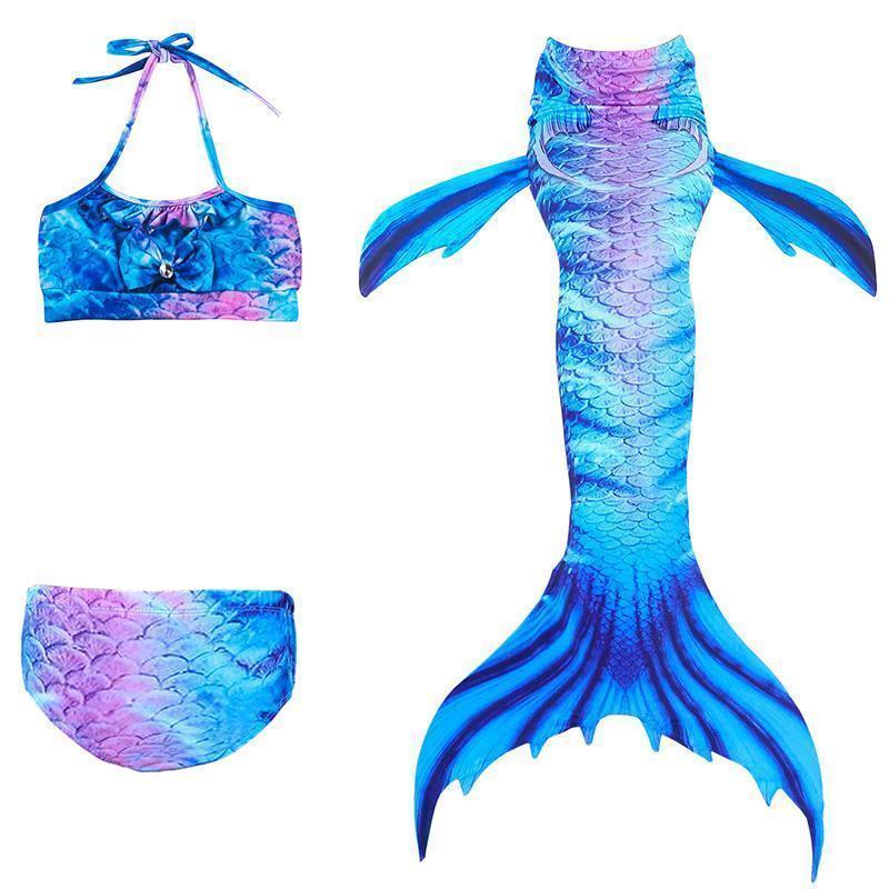 Girls' Three-Piece Mermaid Swim Costume