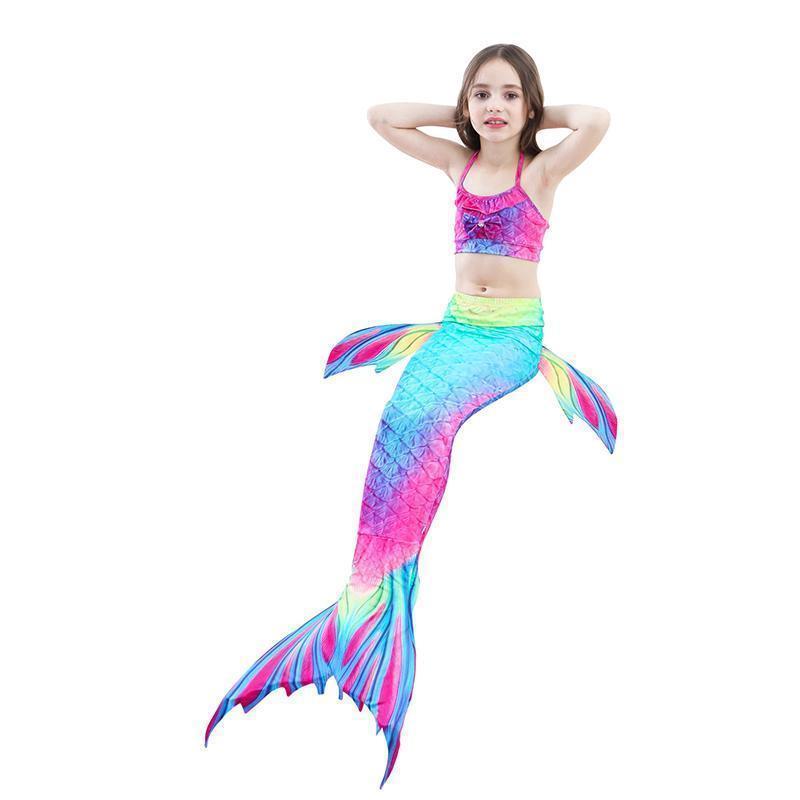 Girls' Three-Piece Mermaid Swim Costume