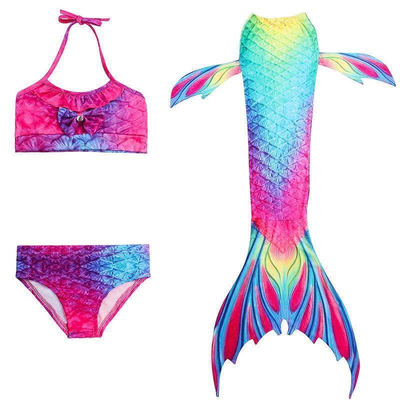 Girls' Three-Piece Mermaid Swim Costume