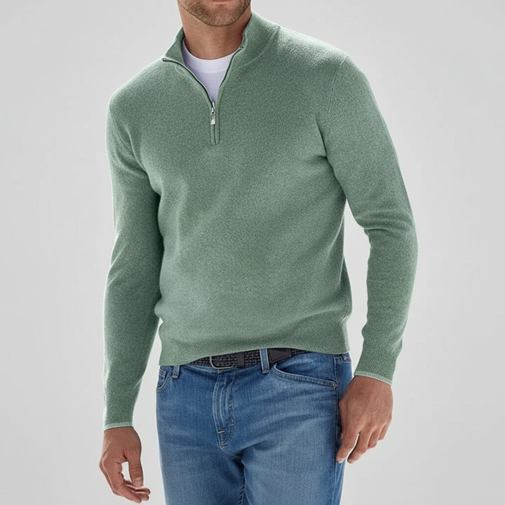 Casual Zip-Up Knit Sweater for Men