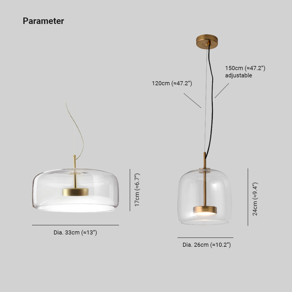 Golden Metal & Glass Retro LED Pendant Light