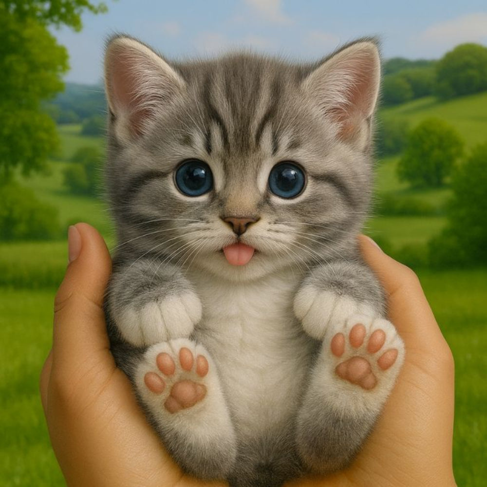 Realistic Interactive Grey Tabby Robot Kitten – Walking & Meowing Electronic Pet Toy