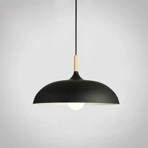 Metal and Wood Pendant Lights in Soft Pastel Tones