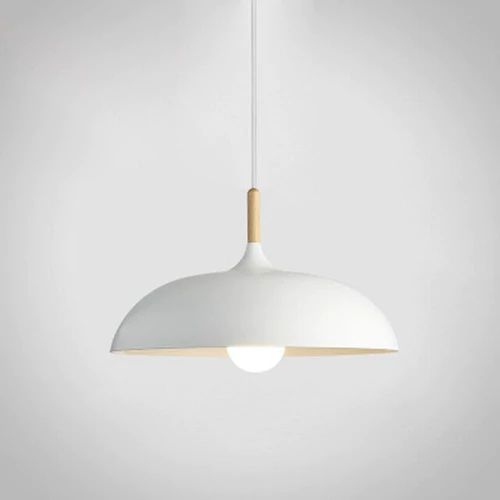 Metal and Wood Pendant Lights in Soft Pastel Tones