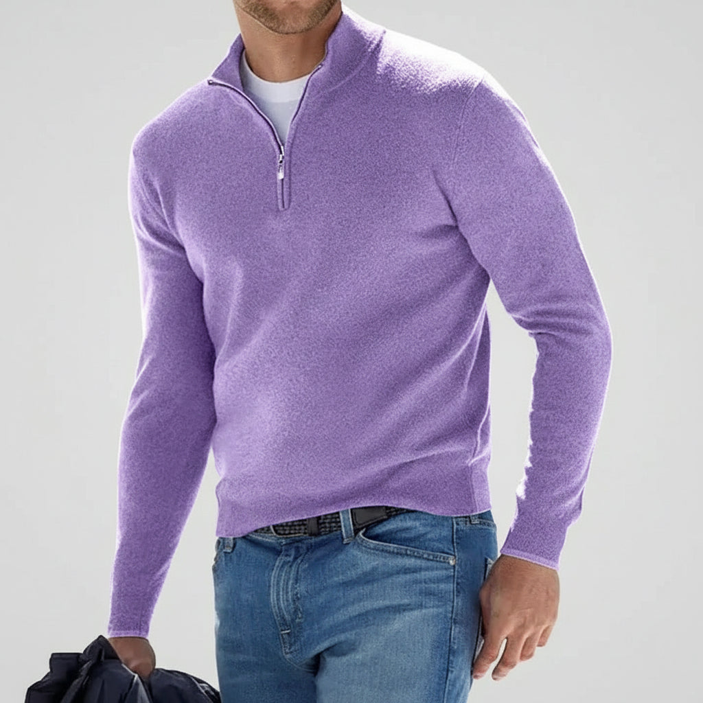 Casual Zip-Up Knit Sweater for Men