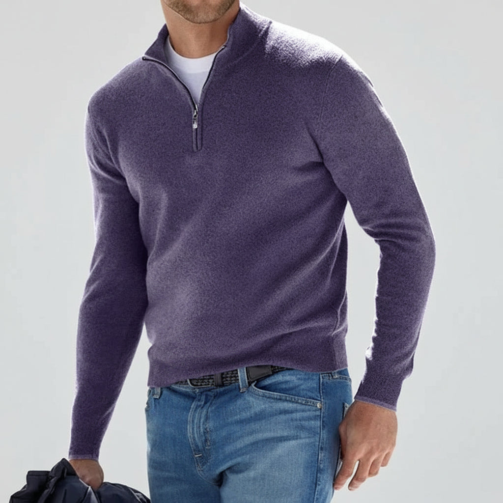 Casual Zip-Up Knit Sweater for Men